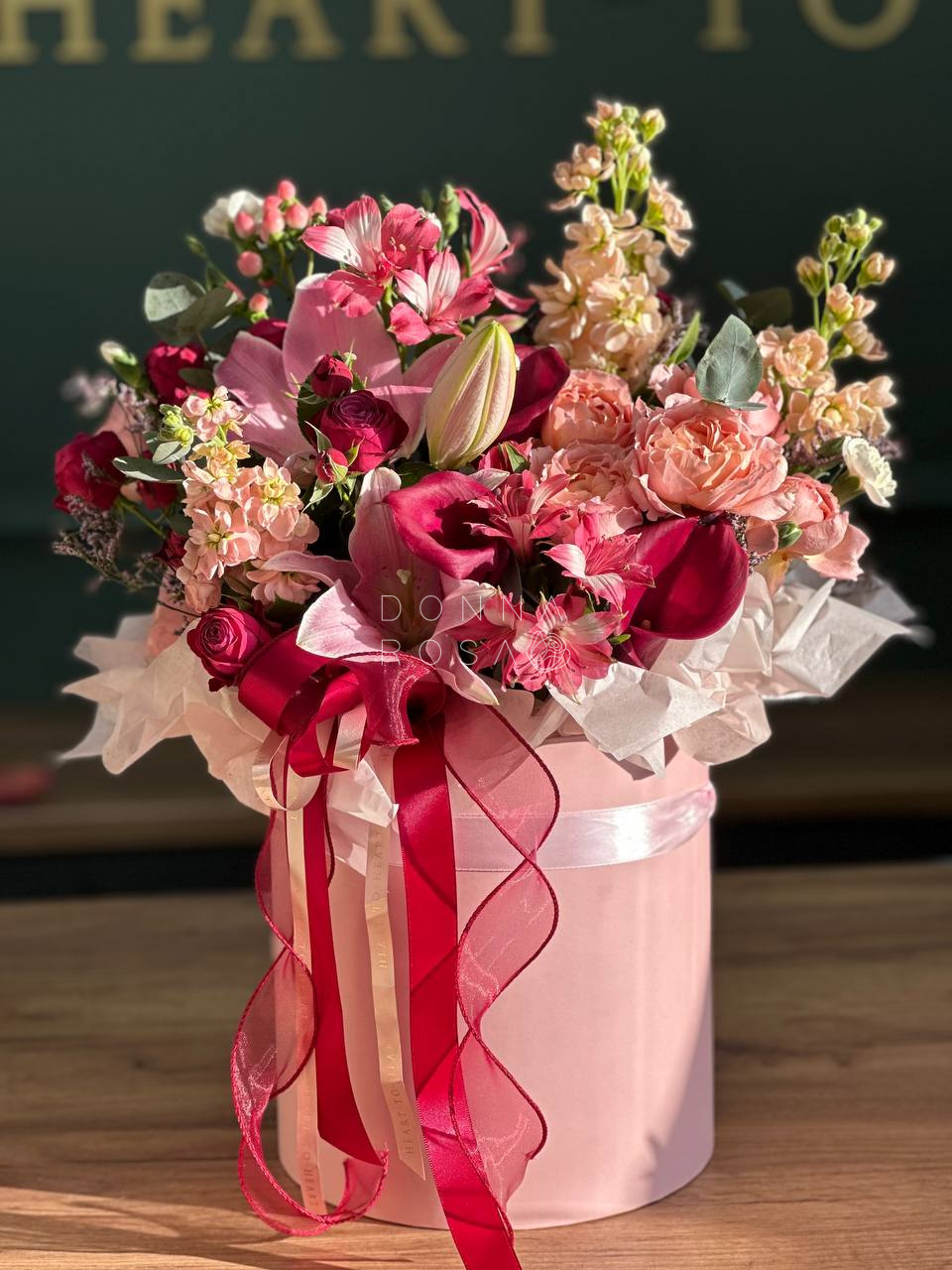 Композиция в коробке  "Огненный закат"  