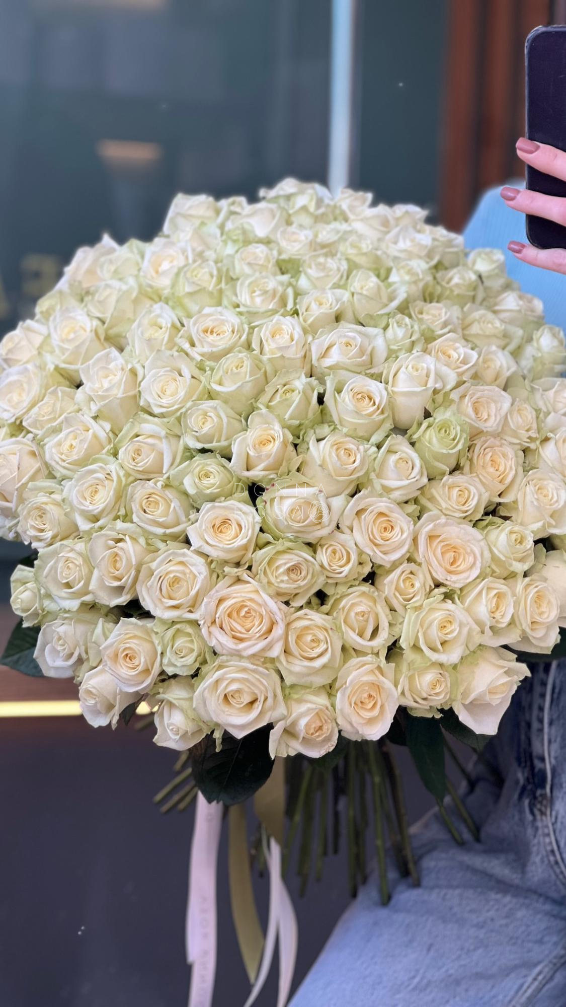 Акция Букет из 101 розы Аваланж с Лентой 