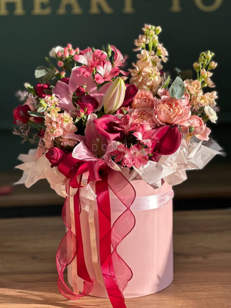 Композиция в коробке  "Огненный закат"  